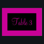 Pink and Black Numbered Table Number<br><div class="desc">Pink with black rectangle in center of the design with room for a table number. You can customize the background and font color,  as well as the font style and size.</div>