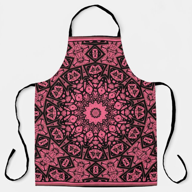 Pink and black ornament shawl patchwork shawl apron (Front)