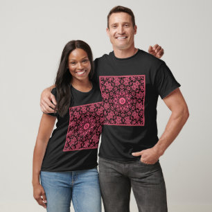 Pink and black ornament shawl patchwork shawl T-Shirt