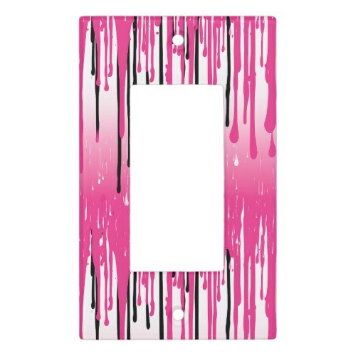 Pink and Black Paint Drips Light Switch Cover