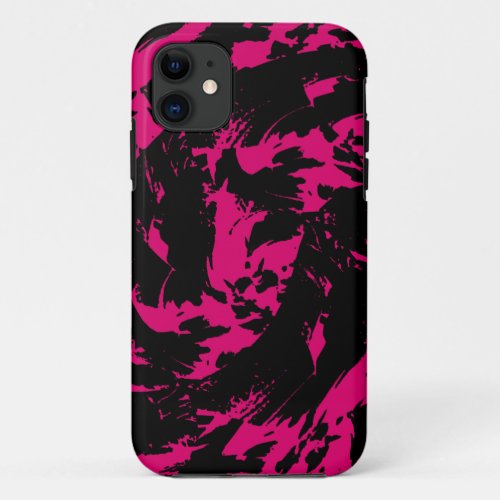 Pink and Black Paint Splatter Graffiti iPhone 11 Case