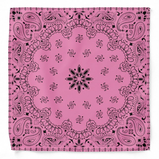 Pink and Black Paisley Bandana (Front)