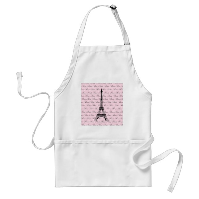 Pink and Black Paris Eiffel Tower Adult Apron (Front)