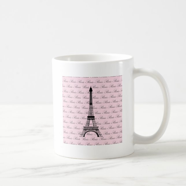 Pink and Black Paris Eiffel Tower Coffee Mug (Right)