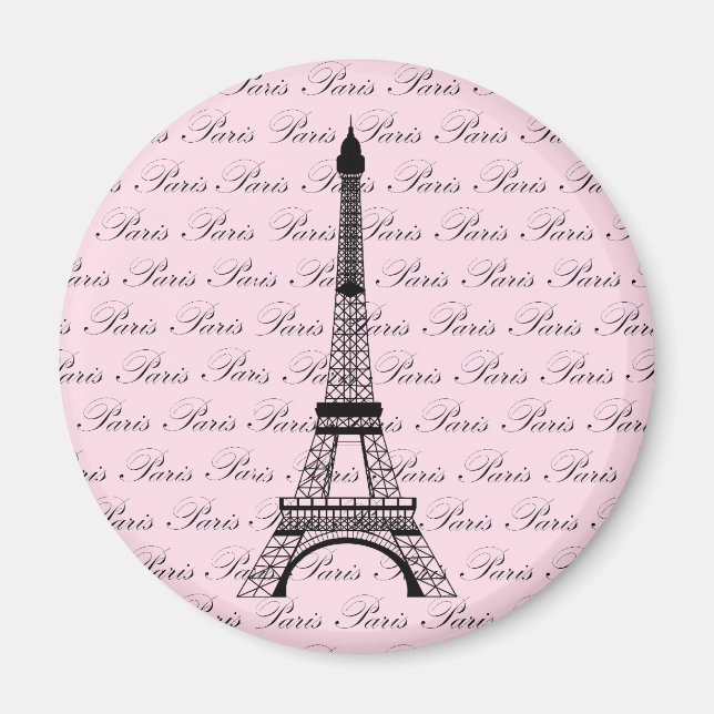 Pink and Black Paris Eiffel Tower Magnet (Front)