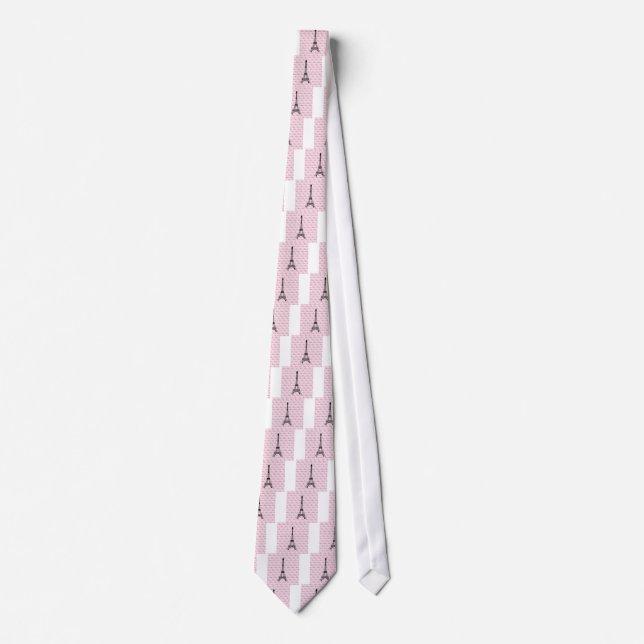 Pink and Black Paris Eiffel Tower Neck Tie (Front)