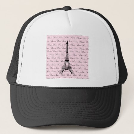 Pink And Black Paris Eiffel Tower Trucker Hat