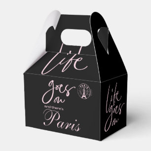 Pink and black paris favor boxes