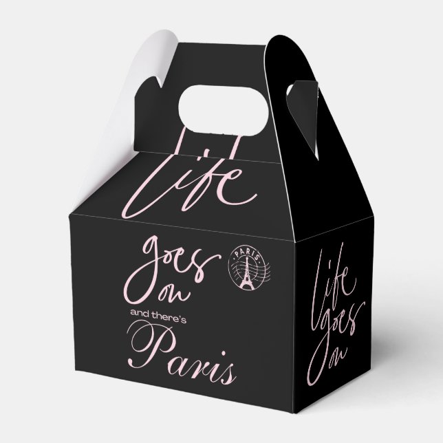 Pink and black paris favor boxes (Front Side)