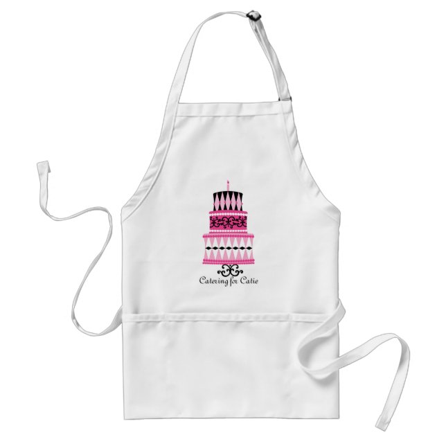 Pink and Black Party Cake Adult Apron (Front)