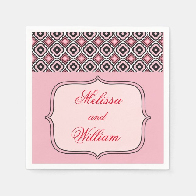 Pink and Black Pattern Napkins (Front)