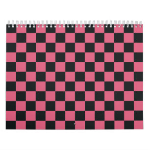 Pink and Black Patterns Checkerboard Check Checker Calendar