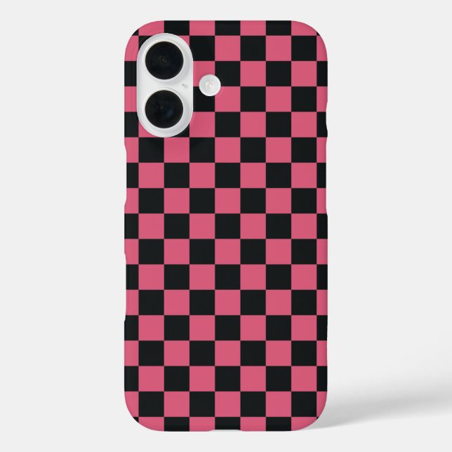 Pink and Black Patterns Checkerboard Check Checker Case-Mate iPhone Case (Back)