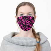 Pink and Black Paw-Prints Adult Cloth Face Mask (Worn)