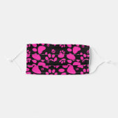 Pink and Black Paw-Prints Adult Cloth Face Mask (Front, Folded)