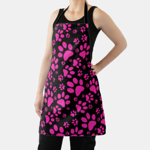 Pink and Black Paw-Prints Apron