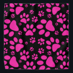 Pink and Black Paw-Prints Bandana<br><div class="desc">Pawprints! Pattern print with paw-prints of a dog or cat in Hot pink and black graphic design.</div>