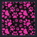 Pink and Black Paw-Prints Bandana<br><div class="desc">Pawprints! Pattern print with paw-prints of a dog or cat in Hot pink and black graphic design.</div>