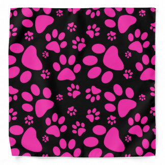 Pink and Black Paw-Prints Bandana