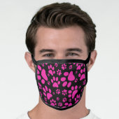 Pink and Black Paw-Prints Face Mask (Worn Him)