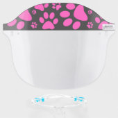 Pink and Black Paw-Prints Face Shield (Front w/Glasses)