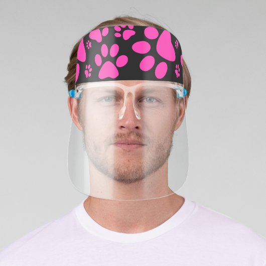 Pink and Black Paw-Prints Face Shield (Insitu)