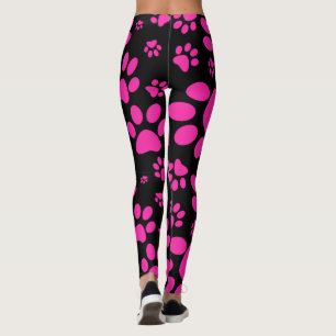 Pink and Black Paw-Prints Leggings