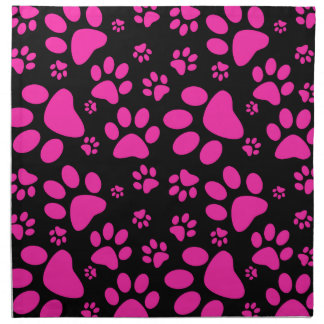 Pink and Black Paw Prints Napkin
