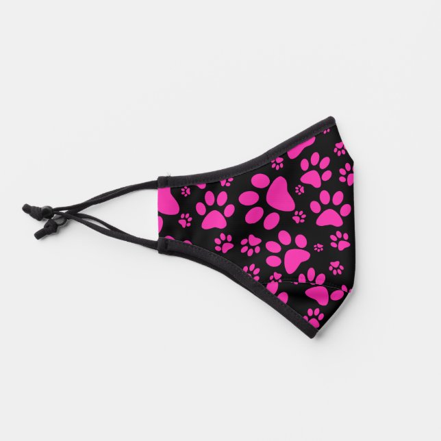 Pink and Black Paw-Prints Premium Face Mask (Right)