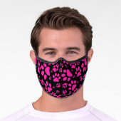Pink and Black Paw-Prints Premium Face Mask (Worn)