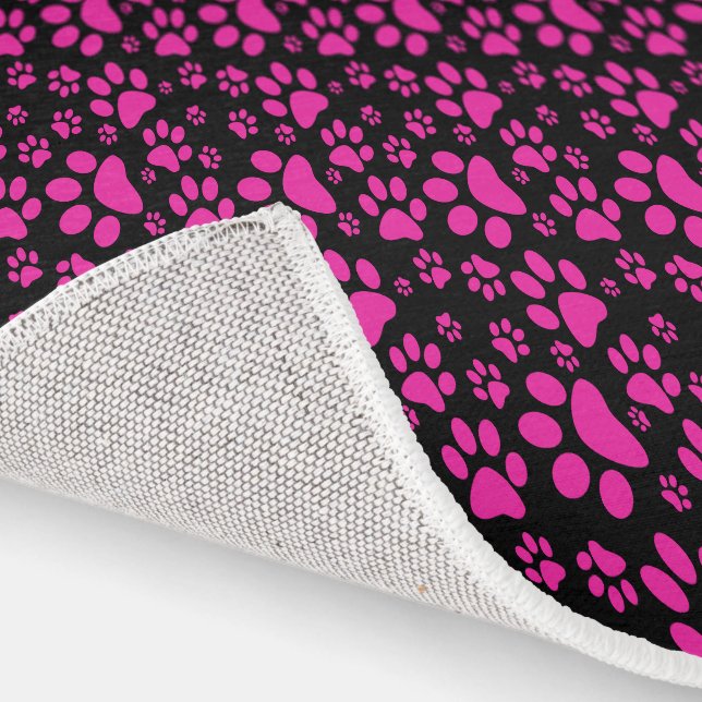 Pink and Black Paw-Prints Rug (Indoor)