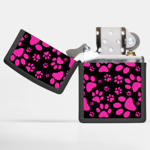 Pink and Black Paw-Prints Zippo Lighter