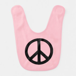 Pink and Black Peace Symbol Baby Bib