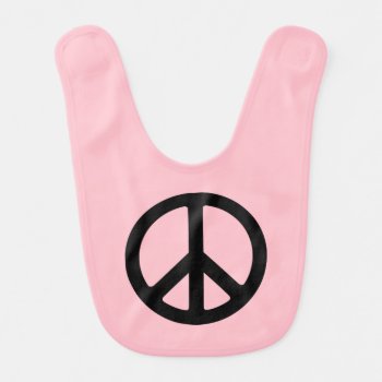 Pink And Black Peace Symbol Baby Bib by peacegifts at Zazzle