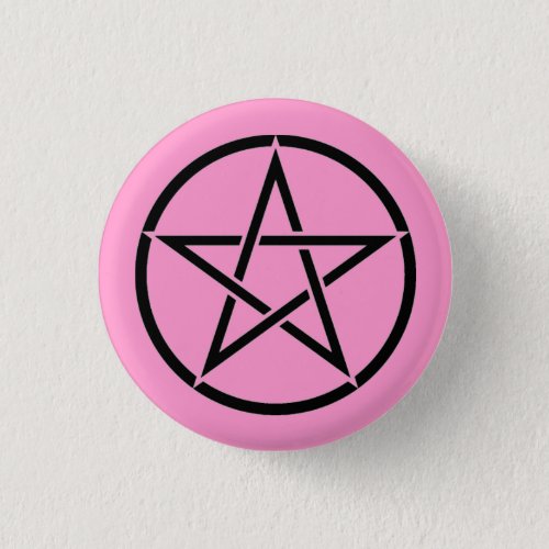 Pink and Black Pentacle Pentagram Button Badge
