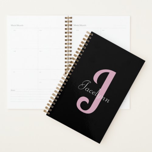 Pink and Black Personalized Cherry Blossoms Planner