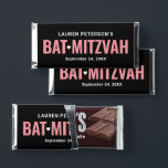 Pink and Black Personalized Girls Bat Mitzvah Hershey Bar Favors<br><div class="desc">Custom Bat Mitzvah Hershey's chocolate bar favors are designed to resemble the classic style of the iconic chocolate brand. Design features "Bat Mitzvah" in bold text with cute heart accent and wording that can be personalized with your daughter's name, the event date, and a simple thank you message on the...</div>