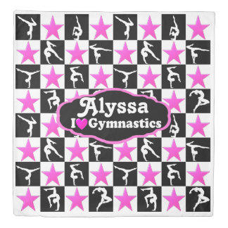 PINK AND BLACK PERSONALIZED GYMNAST STAR DUVET DUVET COVER