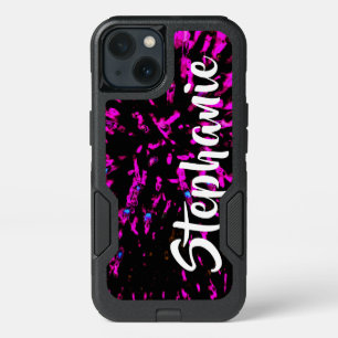 Pink and Black Personalized Name Otterbox iPhone 13 Case