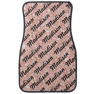 Pink And Black Personalized Name Unique Front Car Floor Mat