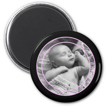 Pink And Black Photo Frame Magnet by scribbleprints at Zazzle