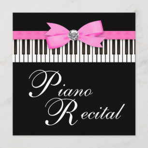 Pink and Black Piano Keys Recital Invitation