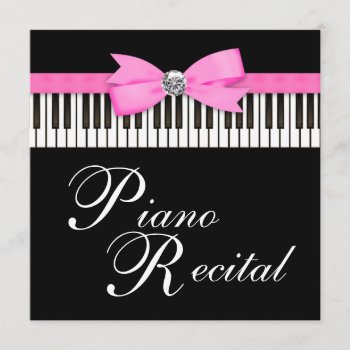 Pink And Black Piano Keys Recital Invitation by Champagne_N_Caviar at Zazzle