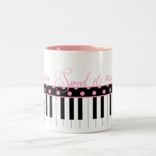 Pink and Black Piano Theme Sweet 16 Coffee Mug