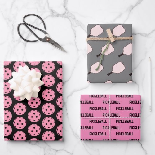 Pink and black pickleball wrapping sheets of 3
