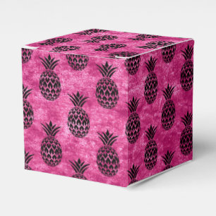 Pink and Black Pineapple Tropical Birthday Party Favor Boxes