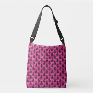 Pink and Black Pineapple Tropical Summer Crossbody Bag