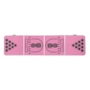 Pink and Black Pineapple Wedding Arch & Name Beer Pong Table