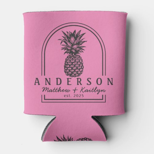 Pink and Black Pineapple Wedding Arch &amp; Name Can Cooler