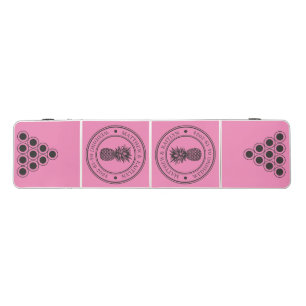 Pink and Black Pineapple Wedding Crest &Name Beer Pong Table
